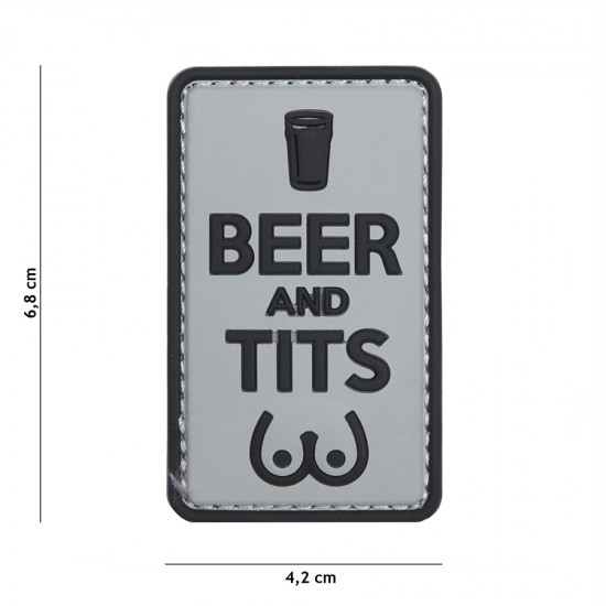 Beer and Tits 3D tépőzáras felvarró grey/black